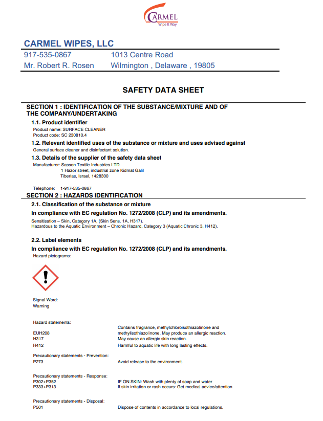 Carmel All purpose cleaning and disinfecting wipes 700 pcs in a bu