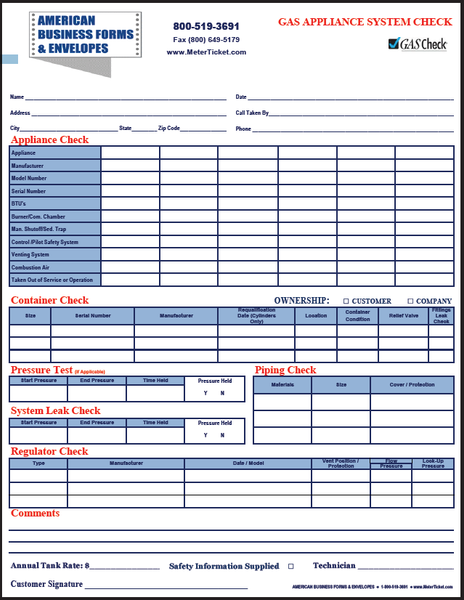 Gas Check Form #1