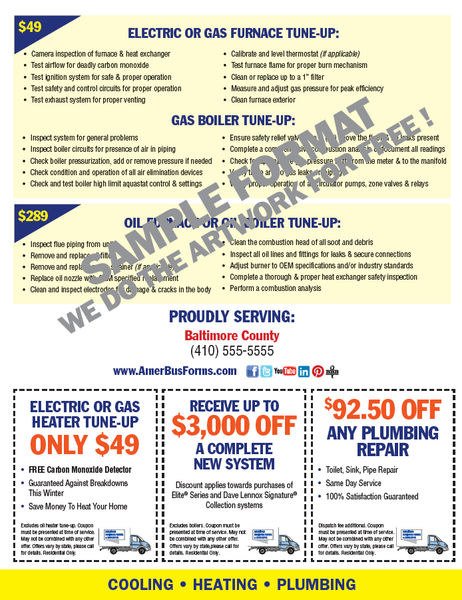 HVAC Tune Up Forms 8 1/2 x 11 – American Business Forms u0026 Envelopes
