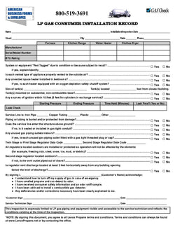 LP GAS INSTALLATION FORM